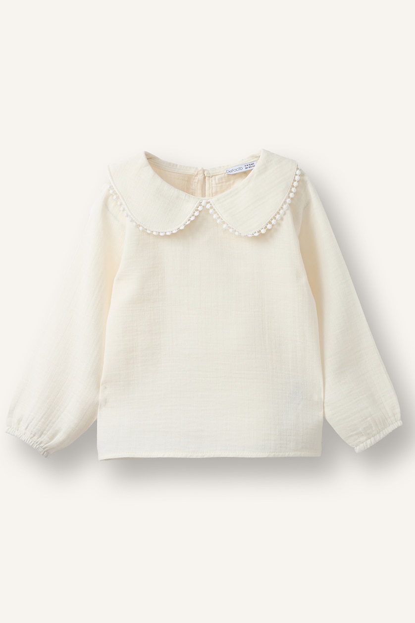 Baby Girls Ecru Baby Girl 100% Cotton Muslin Shirt