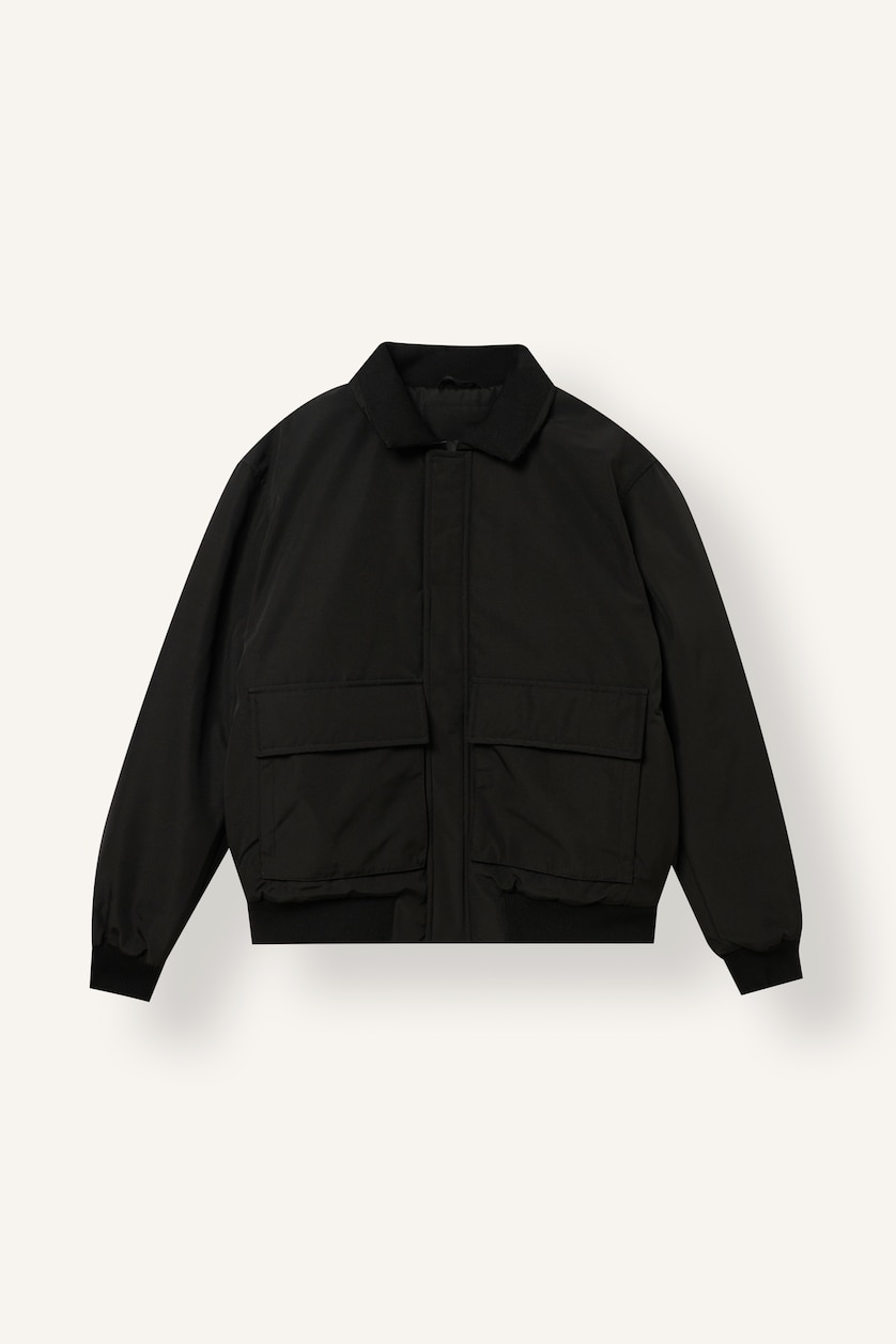 Erkek Siyah Regular Fit Cepli Mont