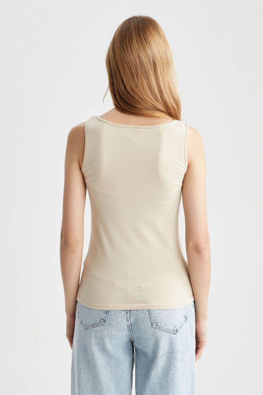 FEMME Beige Clair Athlète À Col Ras Du Cou Coupe Slim