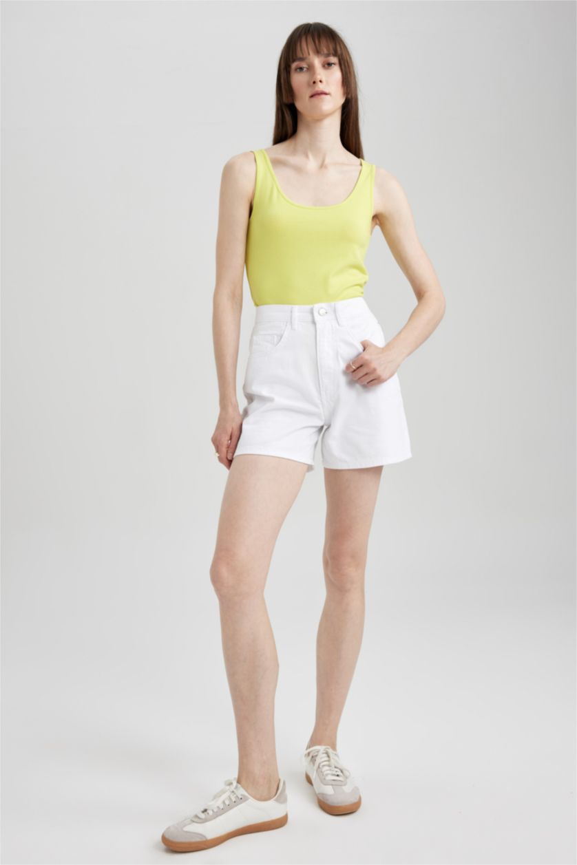 Женская Светло-зеленый Майка приталенного кроя с круглым вырезом