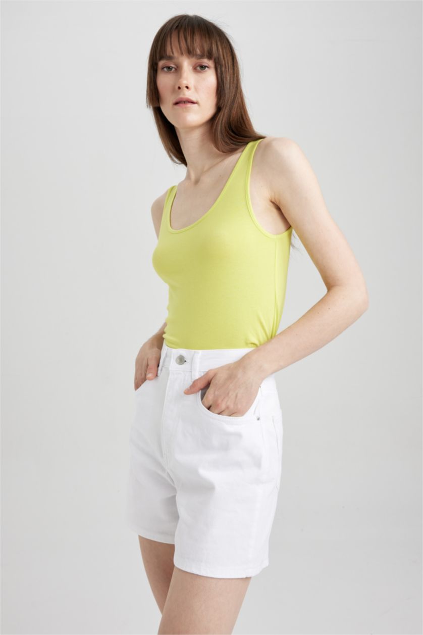 Женская Светло-зеленый Майка приталенного кроя с круглым вырезом