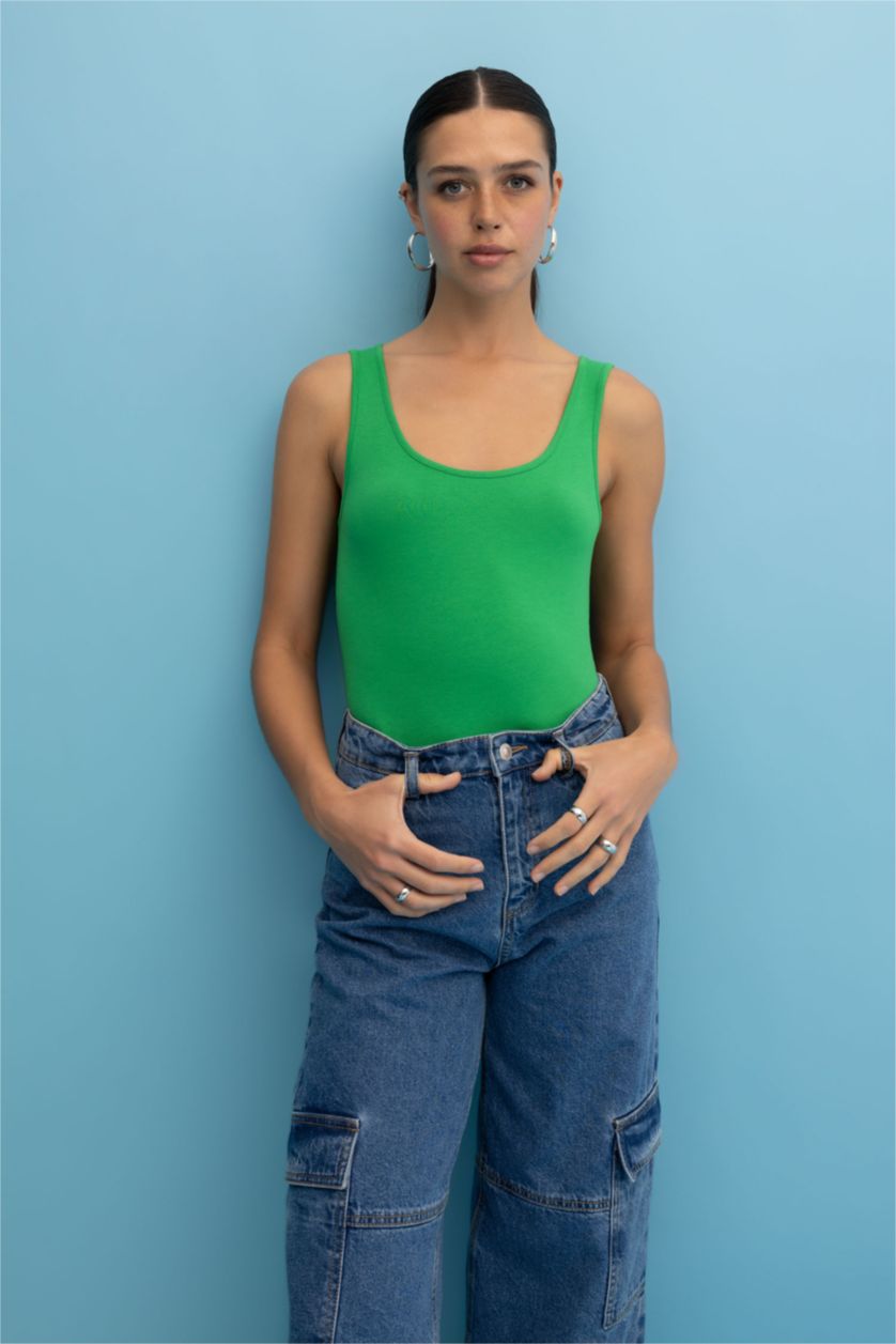 Жіночий Зелений Майка приталеного крою Базовий для жінок