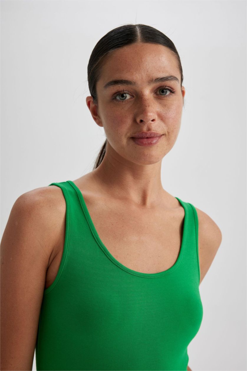 Жіночий Зелений Майка приталеного крою Базовий для жінок