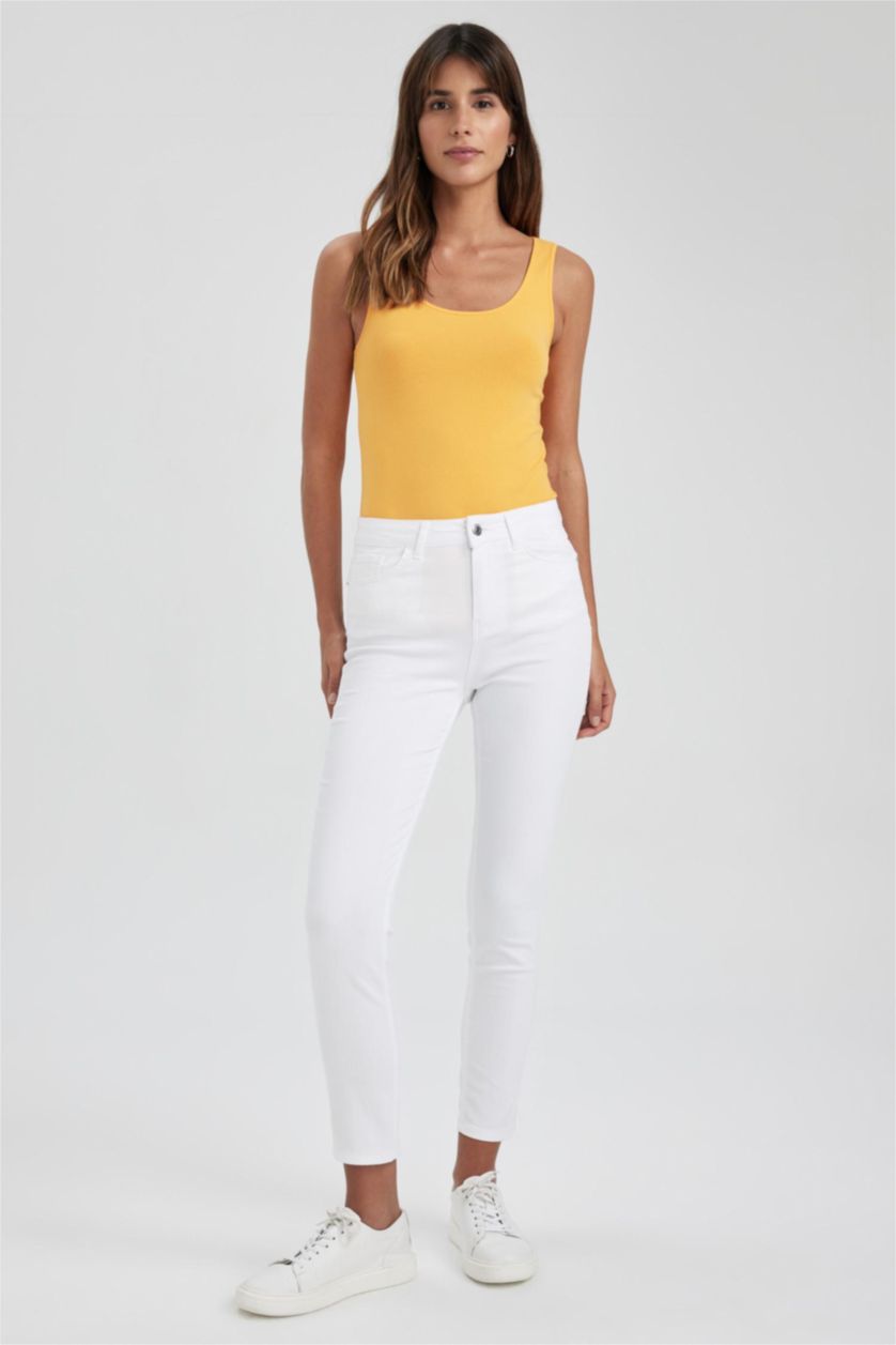 Женская Оранжевый Майка приталенного кроя с круглым вырезом