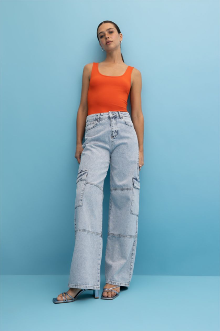 FEMME Rouge Débardeur Coupe slim raccourcie Basique Col arrondi