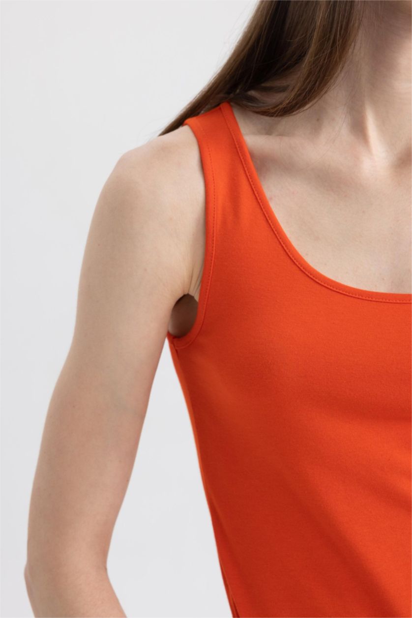 FEMME Rouge Débardeur Coupe slim raccourcie Basique Col arrondi