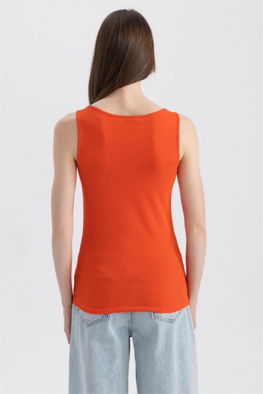 FEMME Rouge Débardeur Coupe slim raccourcie Basique Col arrondi