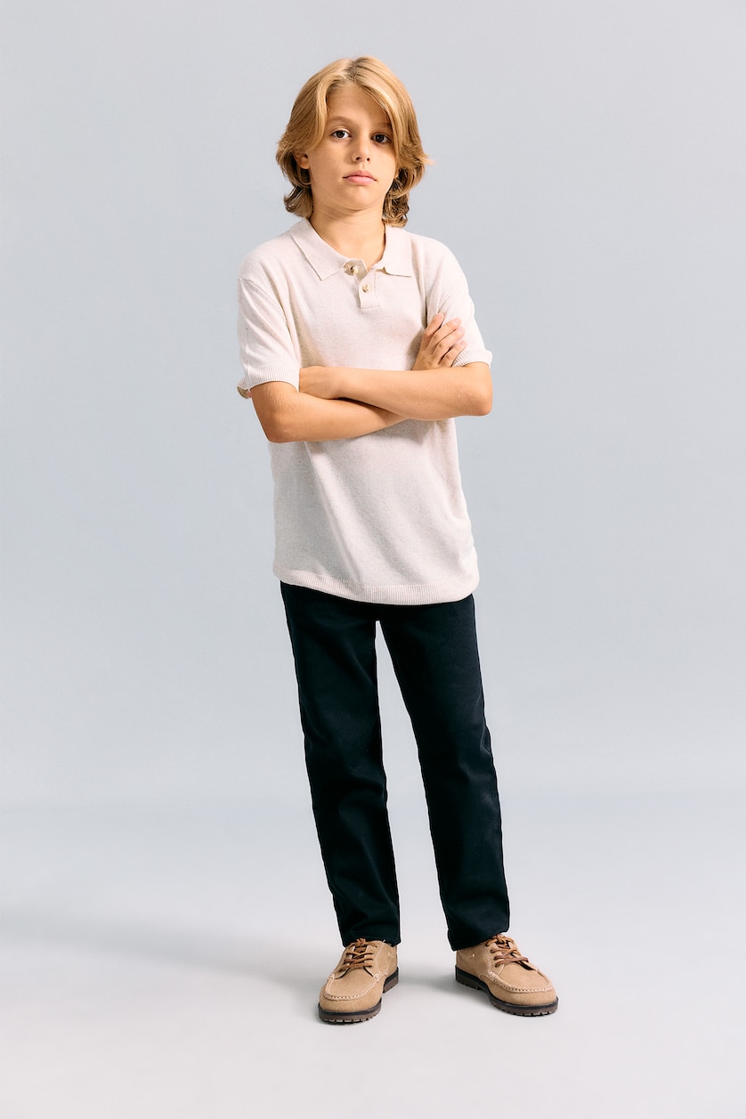 Young Boys - Teen Boys Stone Boy Regular Fit Polo Collar Pullover
