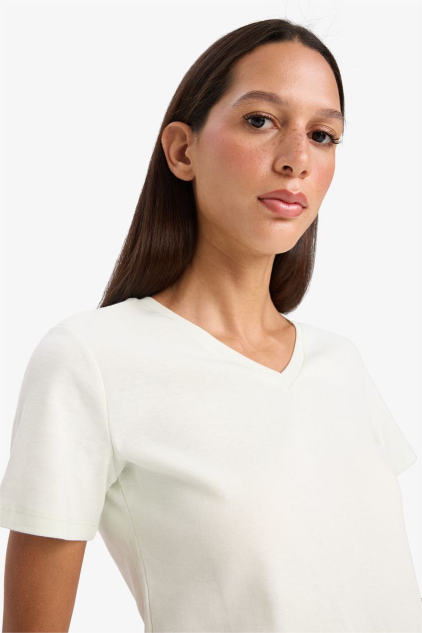 Kadın Deniz Mavisi %100 Pamuk Slım Fıt Basıc Ribana Tişört