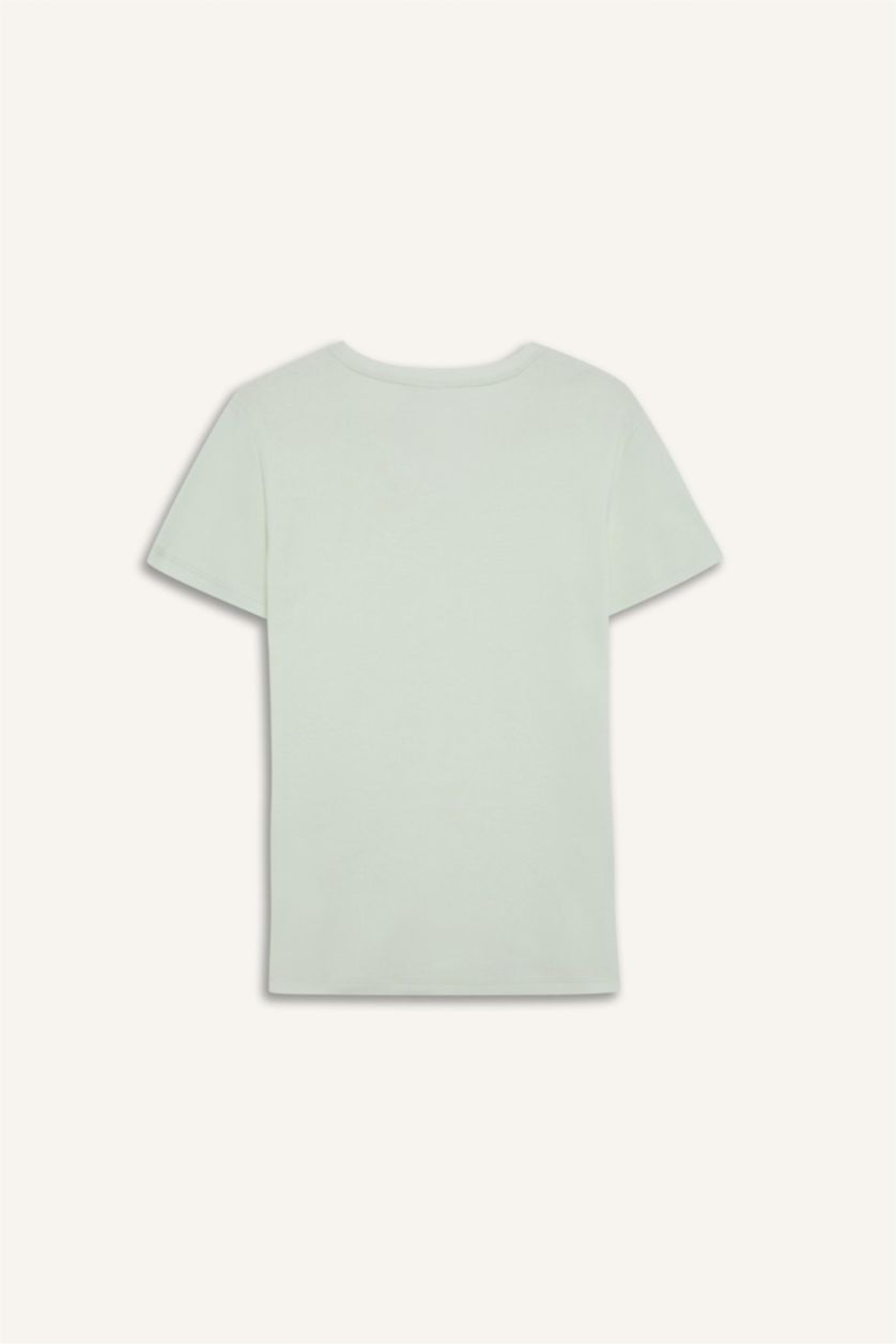 Kadın Deniz Mavisi %100 Pamuk Slım Fıt Basıc Ribana Tişört