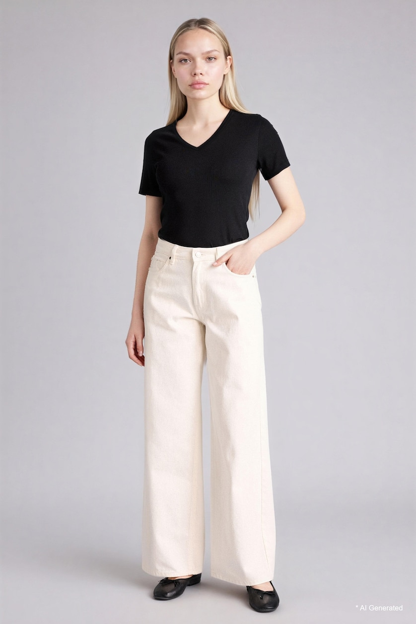 Women Black Slim Fit Ribana Short Sleeve T-Shirt