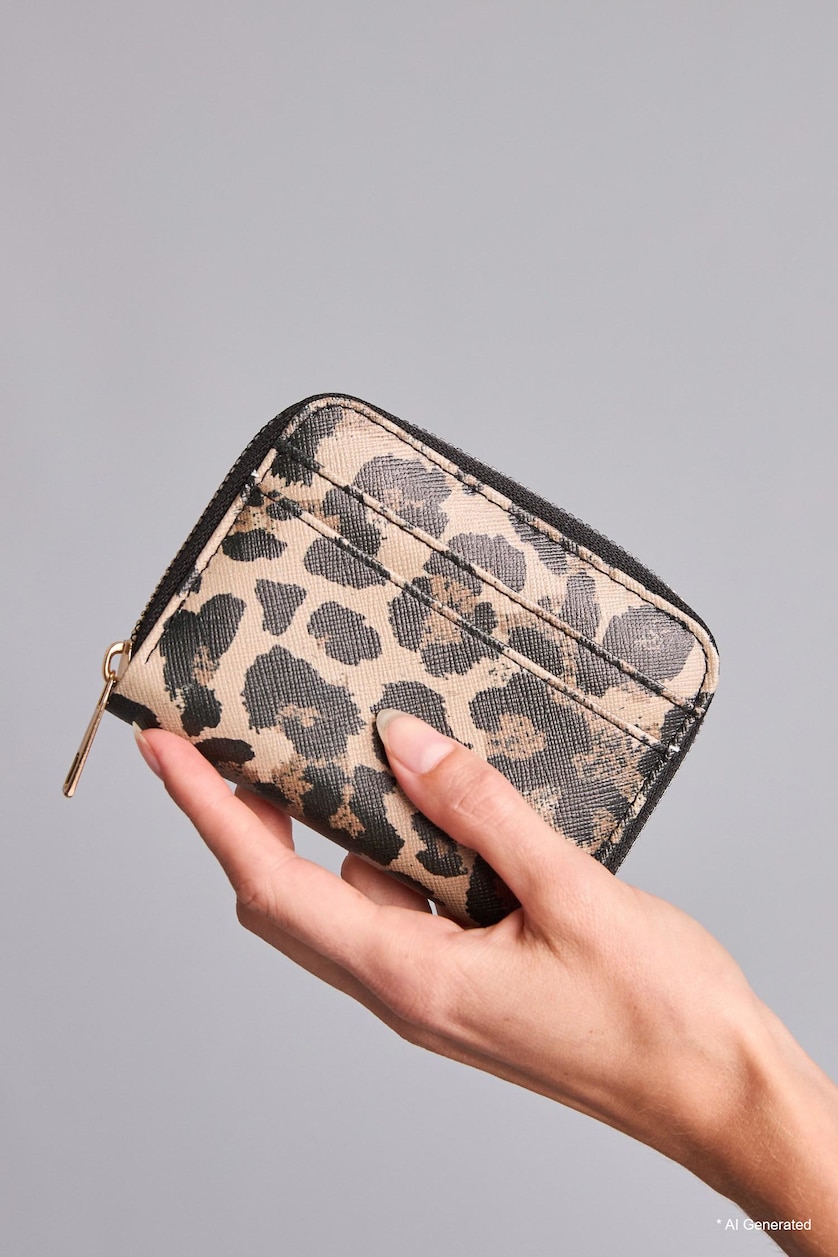Women Brown Woman Leopard Print Faux Leather Wallet