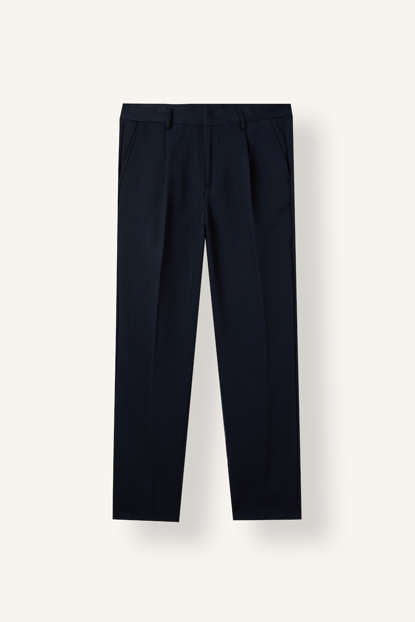 MAN NAVY Relaxed Fit Regular Waist Straight Leg Trousers