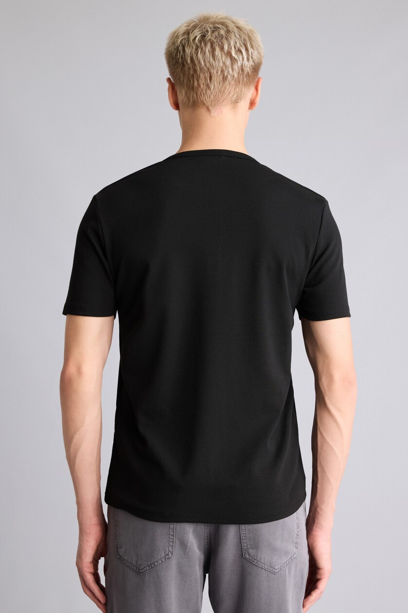 Men Black Slim Fit Short Sleeve T-Shirt