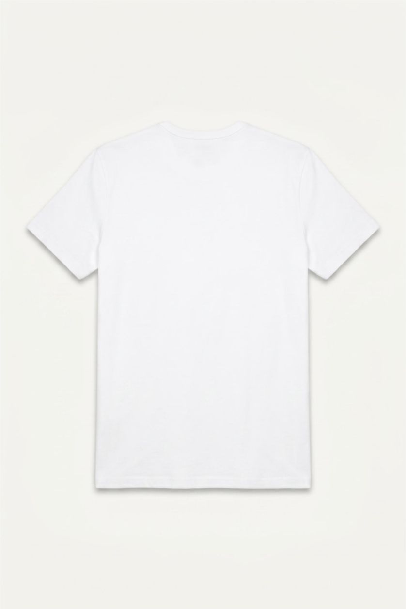 Erkek Beyaz Slim Fit Kısa Kollu Tişört