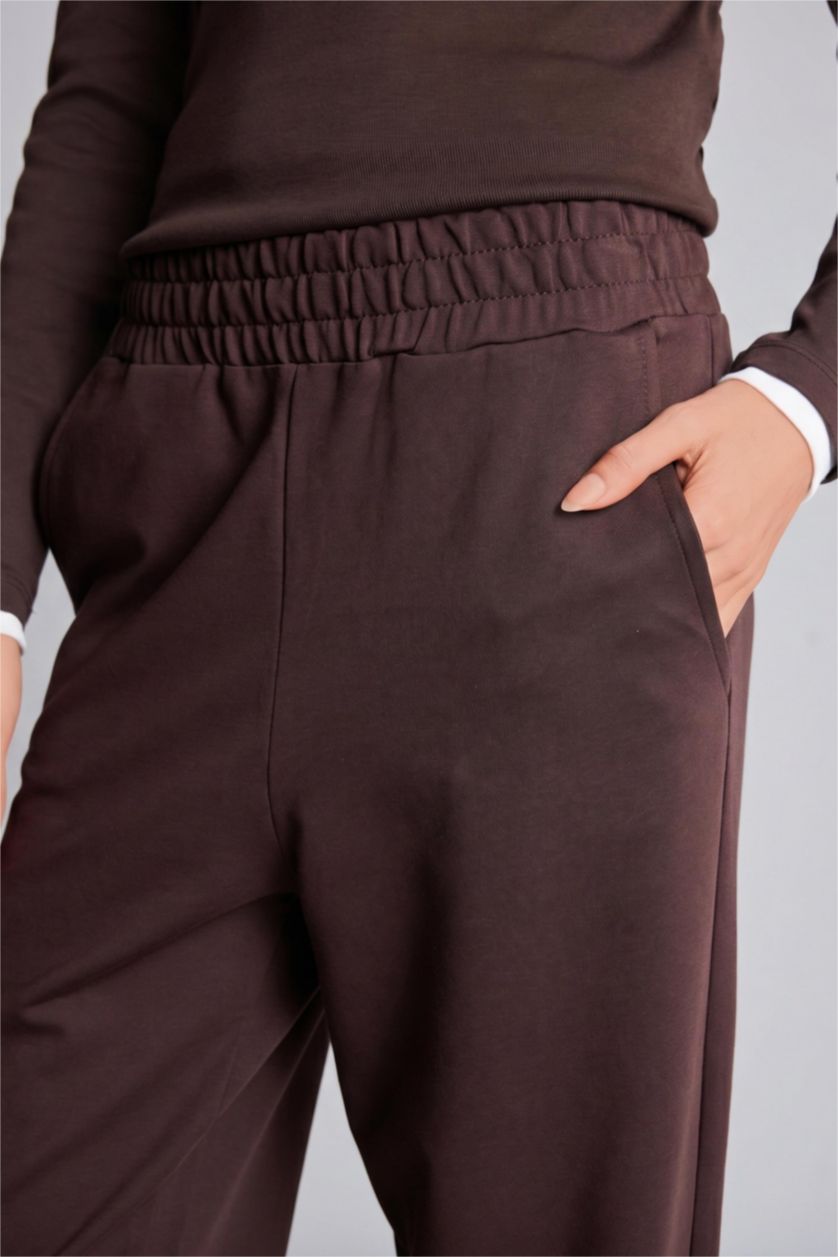 Kadın Kahve Jogger Fıt Dar Paça Pantolon