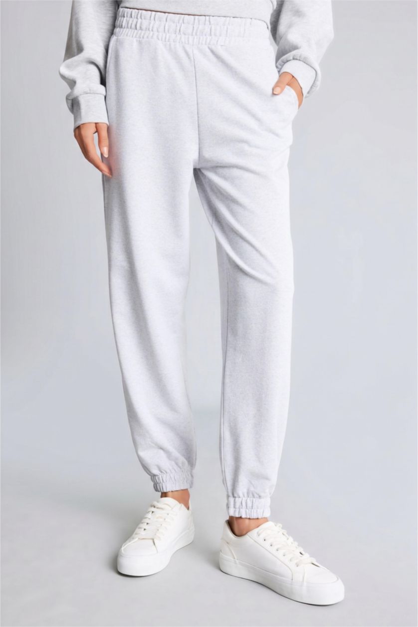 WOMAN Grey Melange jogger Thin Sweatshirt Fabric Trousers