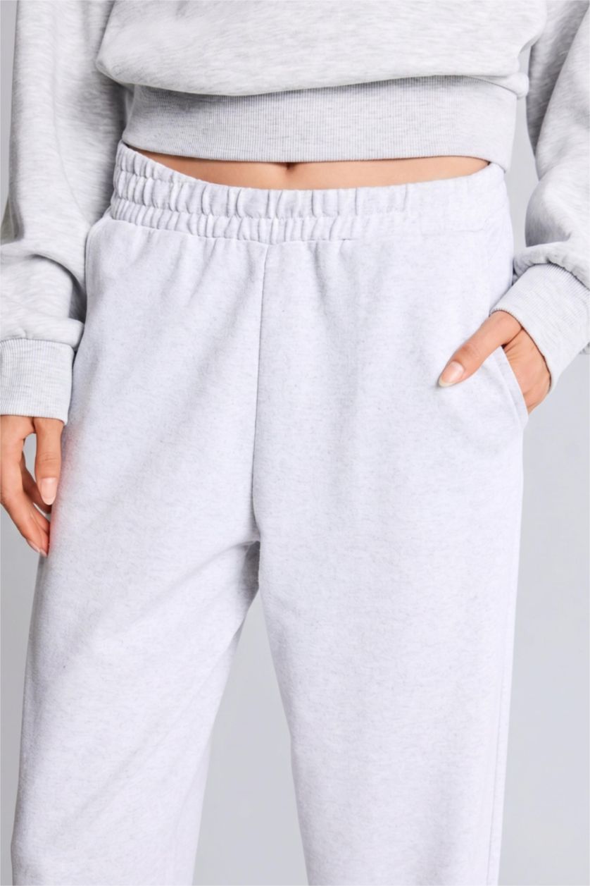 WOMAN Grey Melange jogger Thin Sweatshirt Fabric Trousers