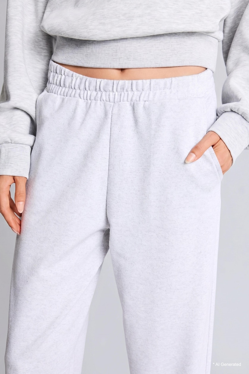 WOMAN Grey Melange jogger Thin Sweatshirt Fabric Trousers
