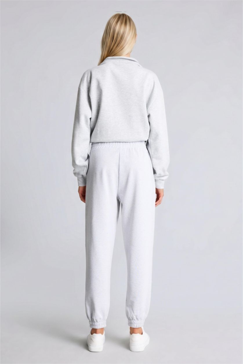 WOMAN Grey Melange jogger Thin Sweatshirt Fabric Trousers
