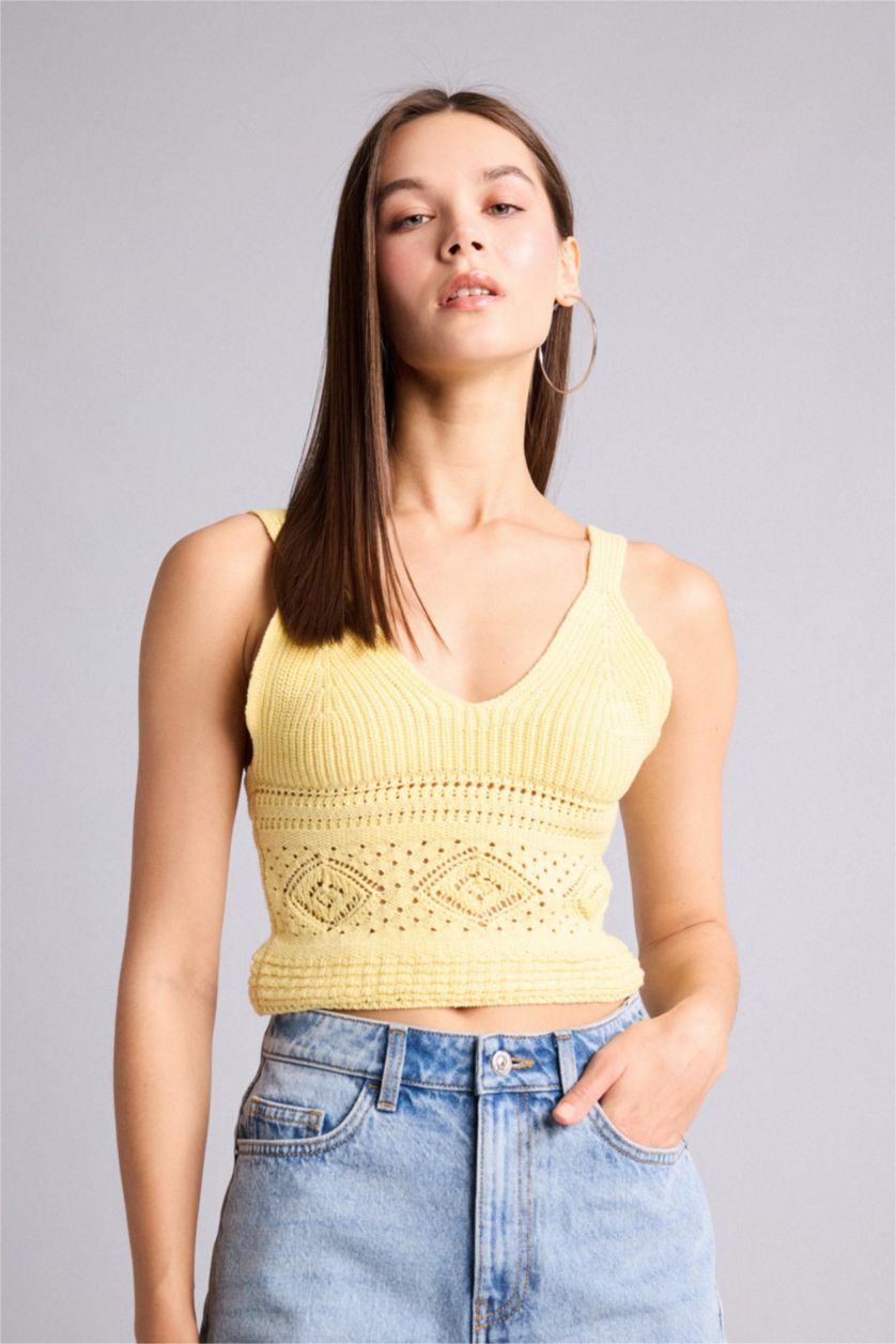 Women Light Yellow Slim Fit Tank Top