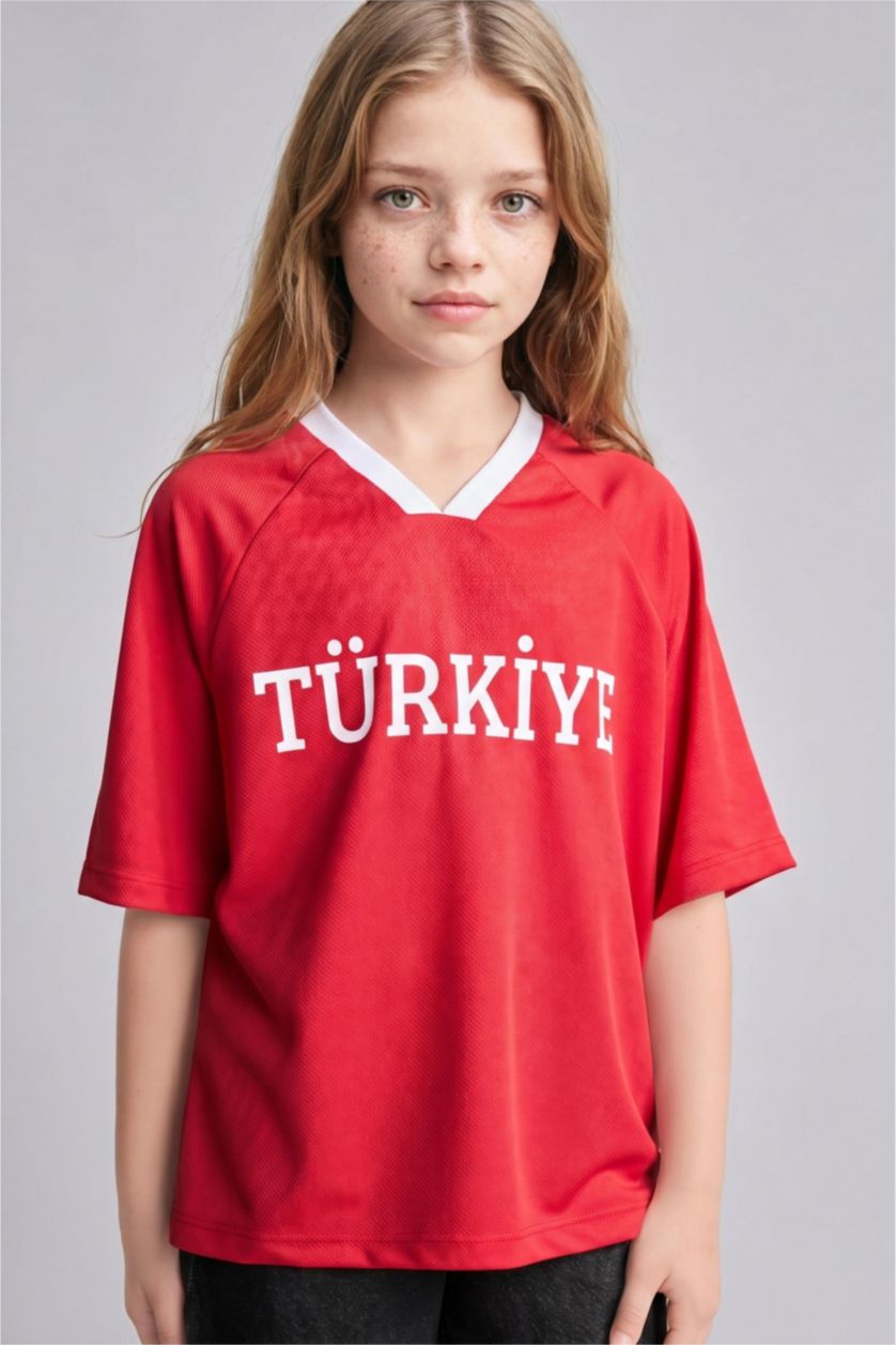 Young Girls - Teen Girls Red Regular Fit Short Sleeve T-Shirt