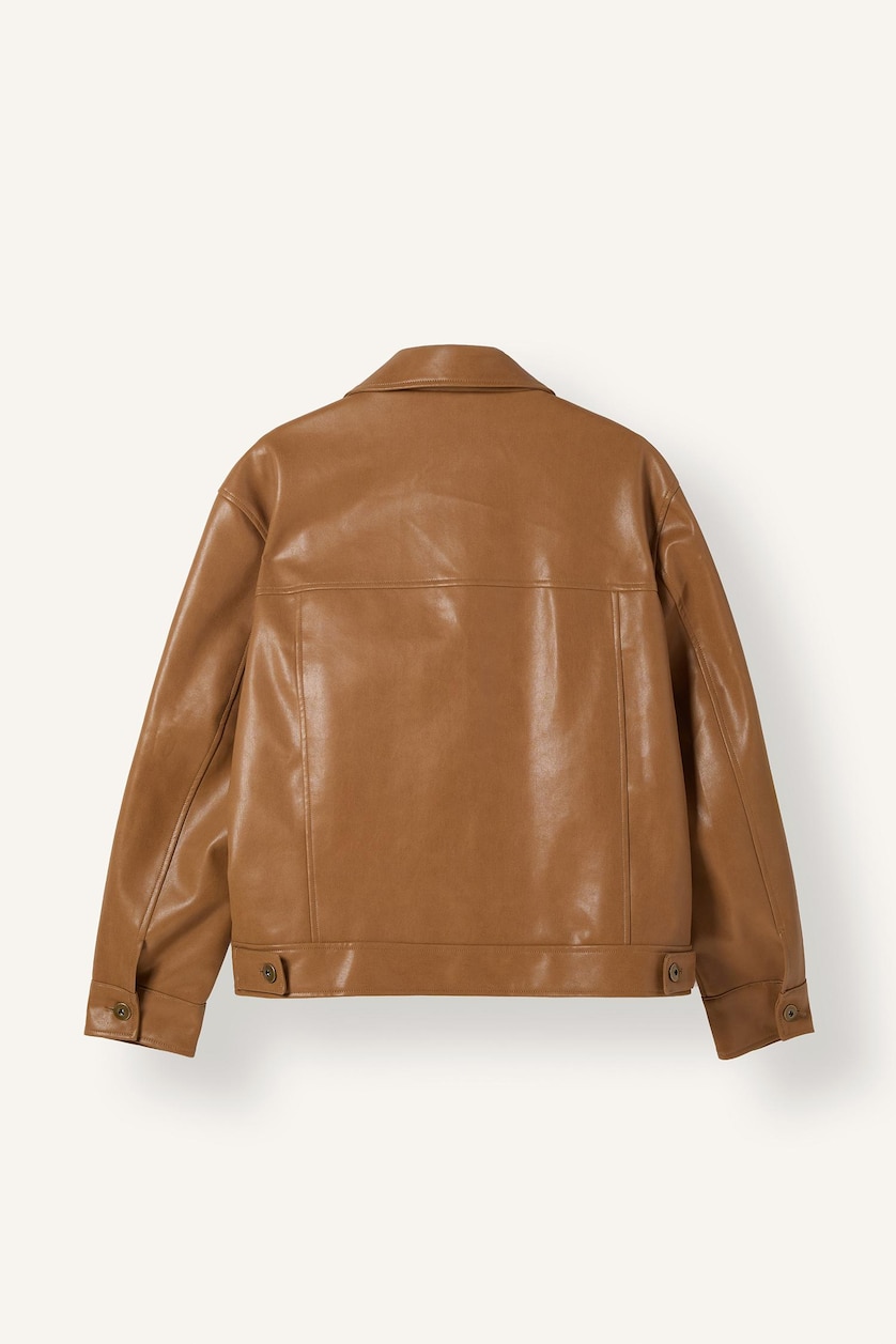 Erkek Camel Regular Fit Deri Mont