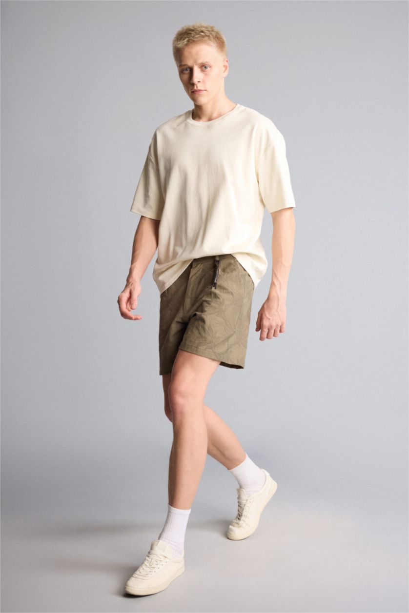 Erkek Açık Haki Relaxed Fit Bermuda Şort