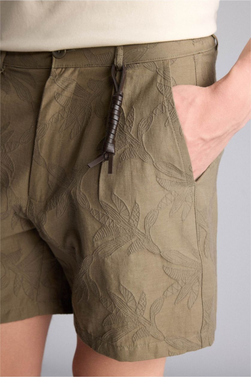 Erkek Açık Haki Relaxed Fit Bermuda Şort