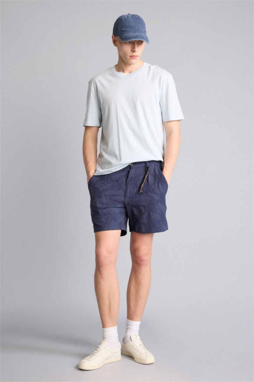 Erkek Lacivert Relaxed Fit Bermuda Şort