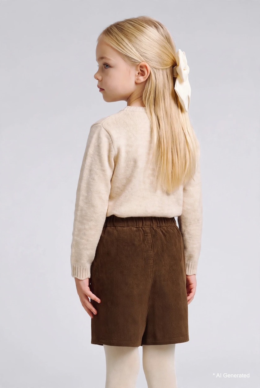 BABY GIRL Brown جيبة مخمل مضلع