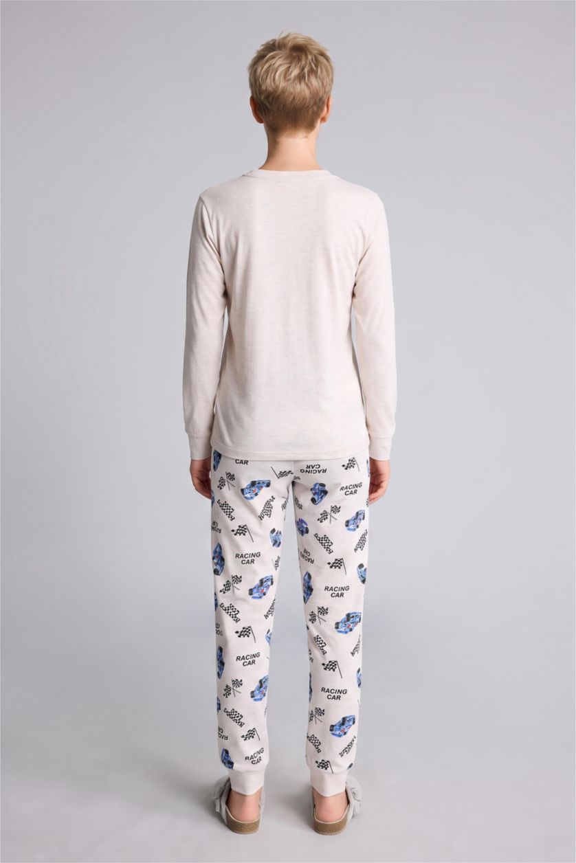 Erkek Çocuk - Genç Erkek Bej Melanj 2'Li Pijama Takımı Erkek Çocuk
