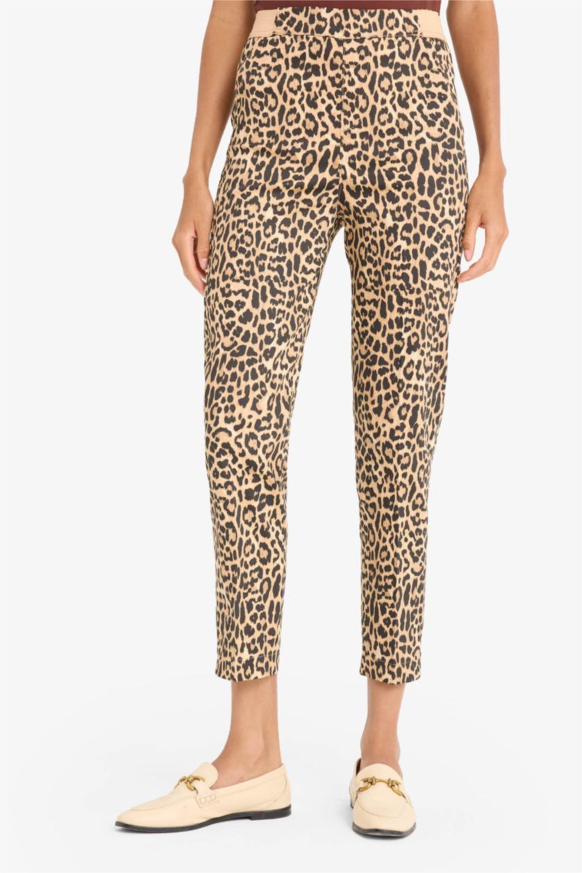 حريمي اللون الحجري بنطلون ستان سيجاريت فيت بخصر مطاطي