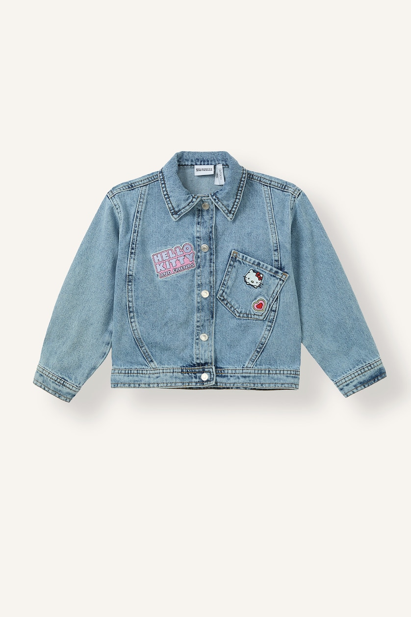 Kız Bebek Mavi Hello Kitty Nakışlı Jean Ceket Kız Bebek