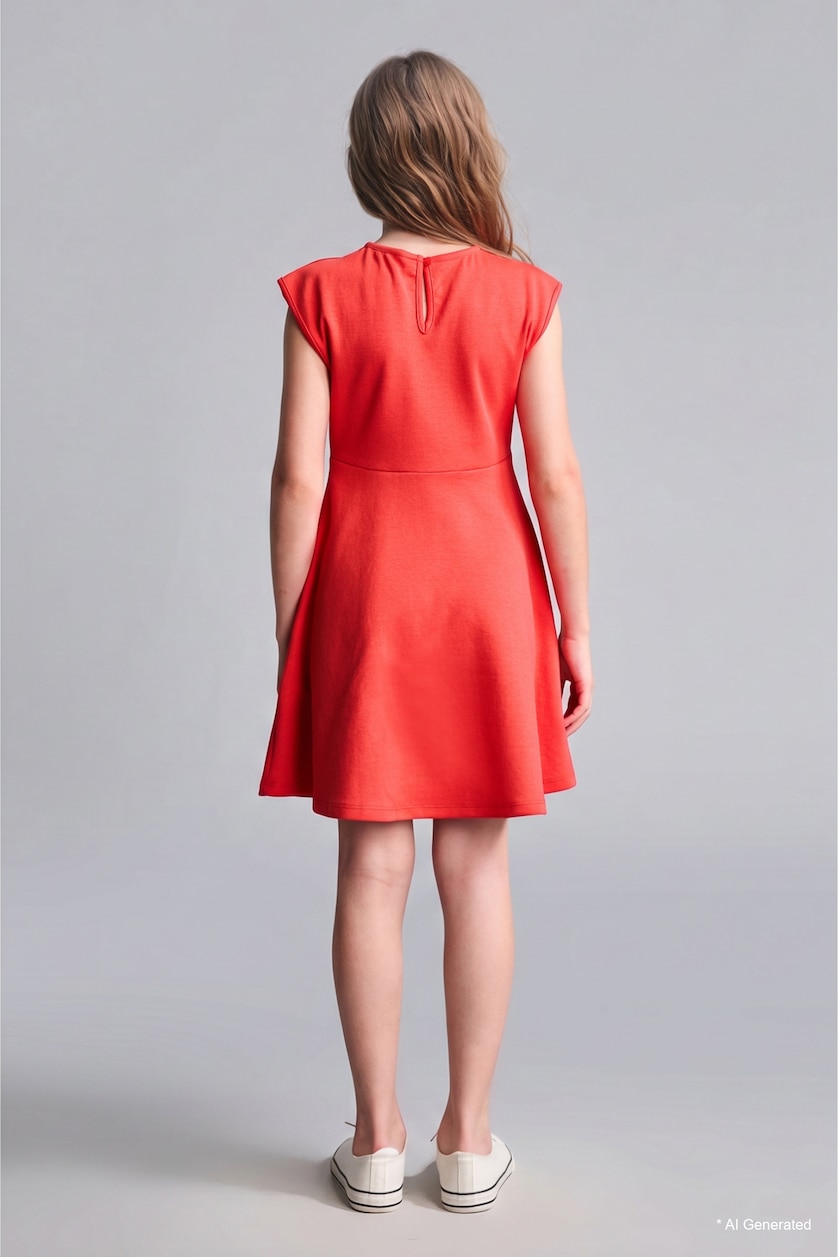 GIRLS & TEENS Light Red Girl Red Half Sleeves Dress