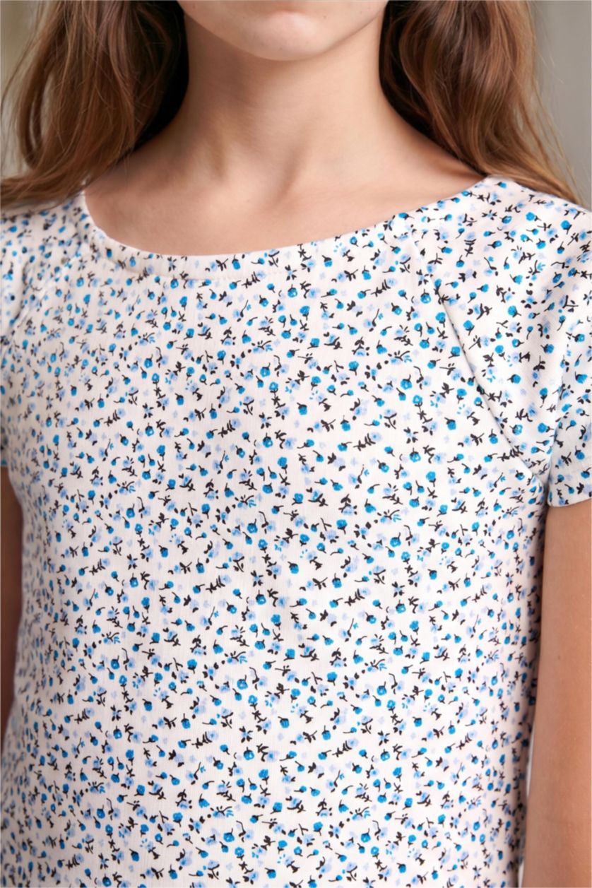 Young Girls - Teen Girls White Girl Half-Sleeve Bell Skirt Mini Dress