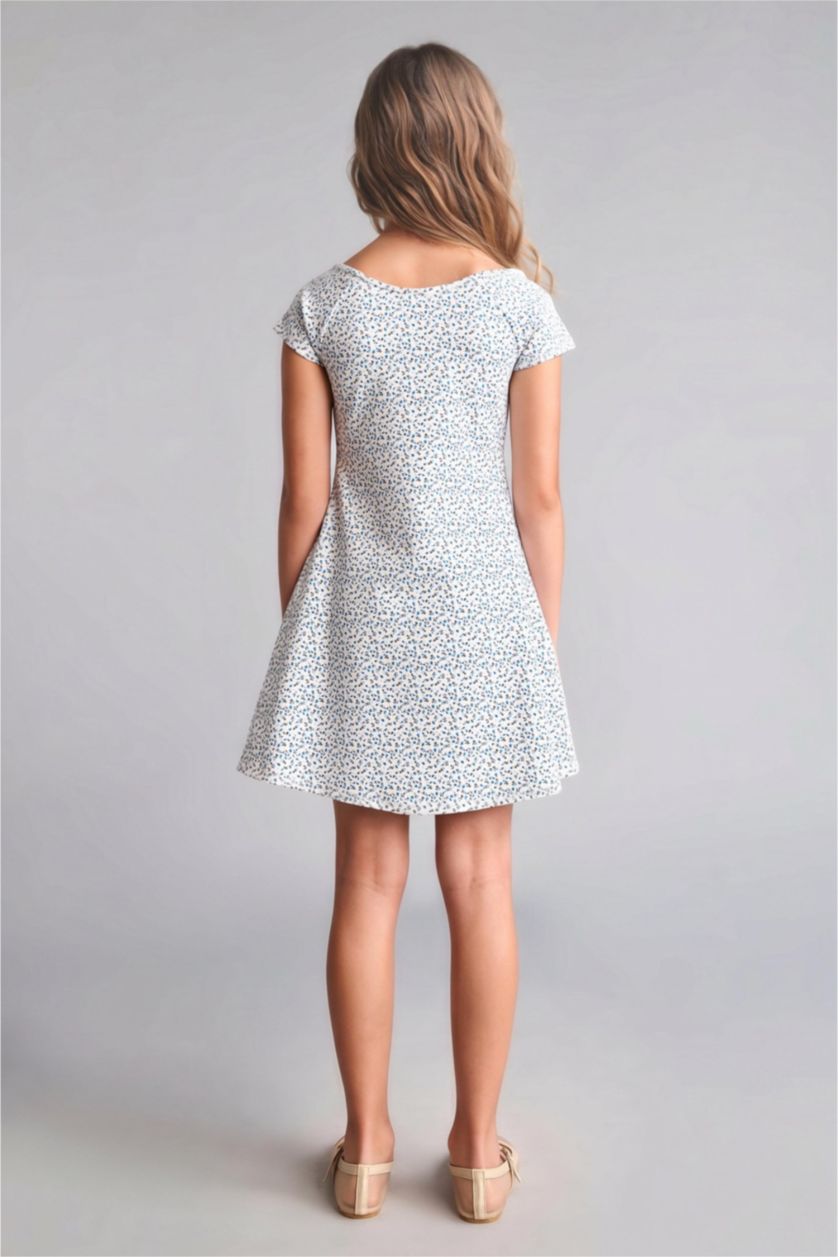 Young Girls - Teen Girls White Girl Half-Sleeve Bell Skirt Mini Dress