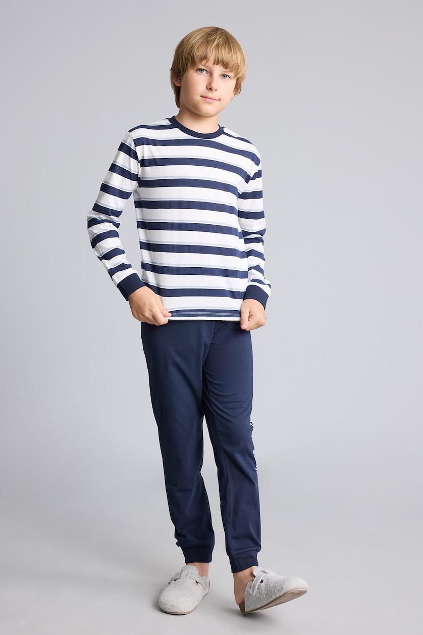 BOYS & TEENS NAVY Boy Striped Top Pants 2 Piece Pyjama Set