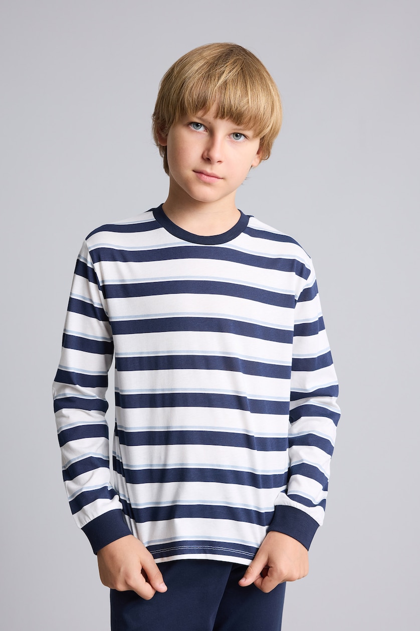 BOYS & TEENS NAVY Boy Striped Top Pants 2 Piece Pyjama Set