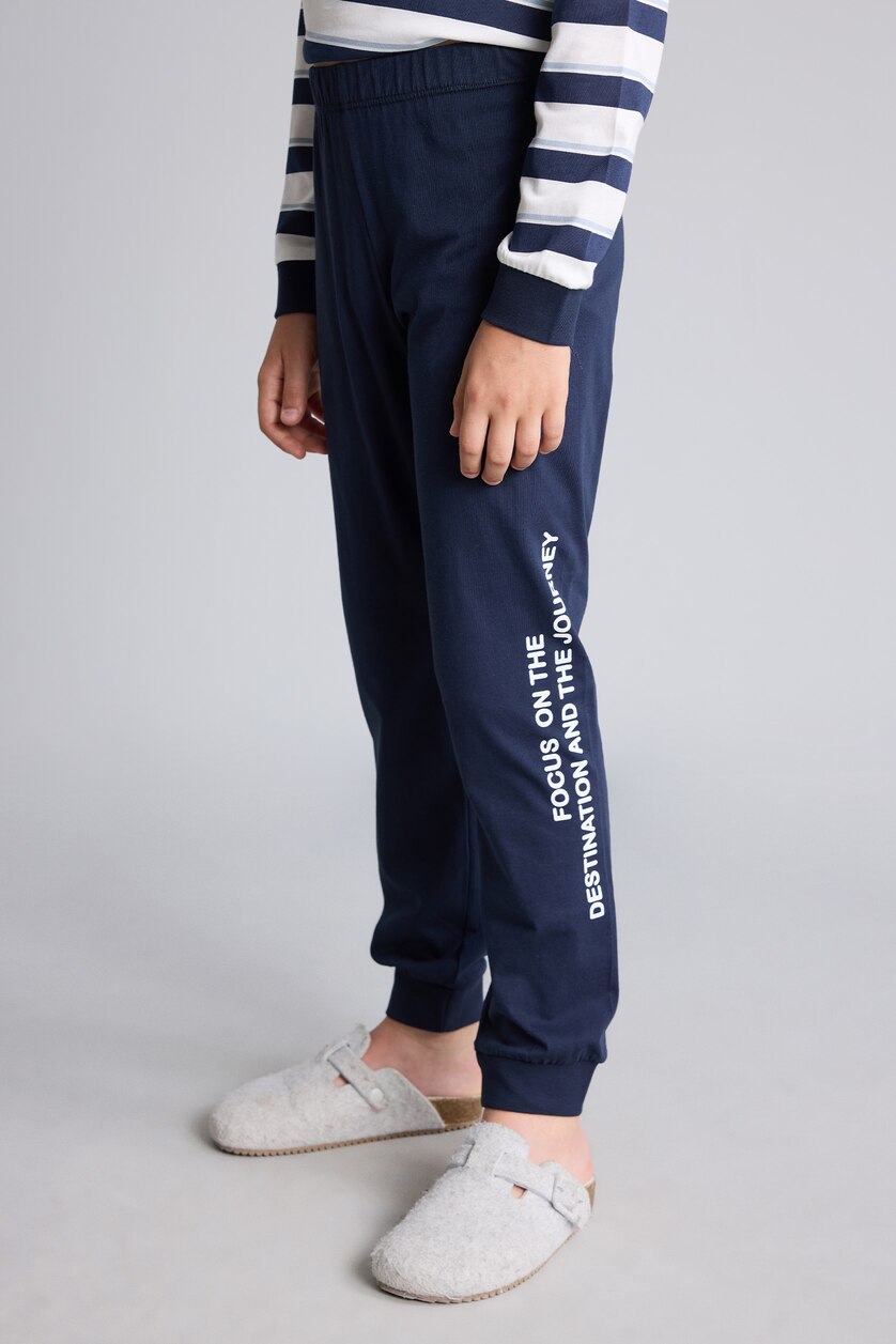 BOYS & TEENS NAVY Boy Striped Top Pants 2 Piece Pyjama Set