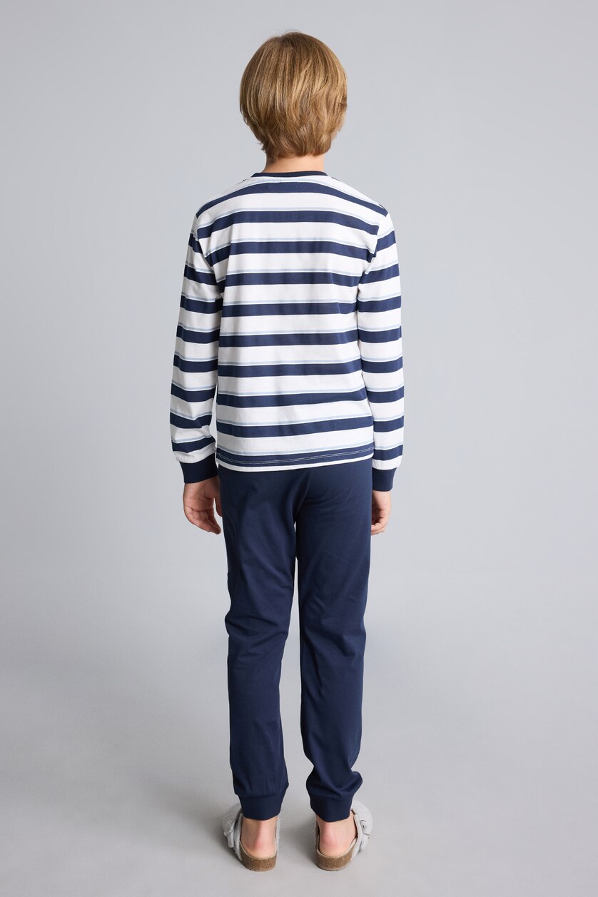 BOYS & TEENS NAVY Boy Striped Top Pants 2 Piece Pyjama Set
