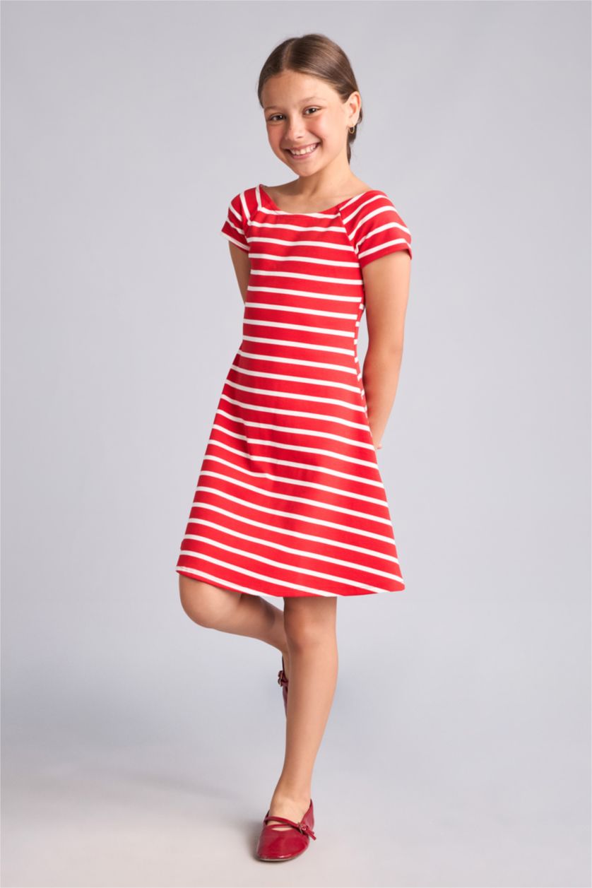 Young Girls - Teen Girls Light Red A Cut Knitted Dress