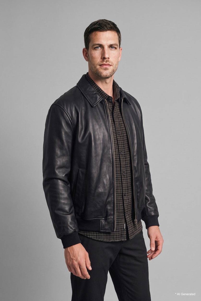 Men Black Zipper Puffer Jacket