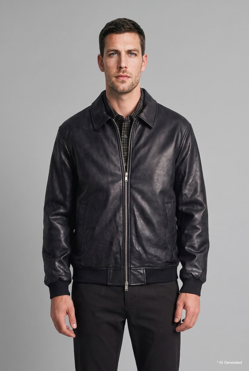 Men Black Zipper Puffer Jacket