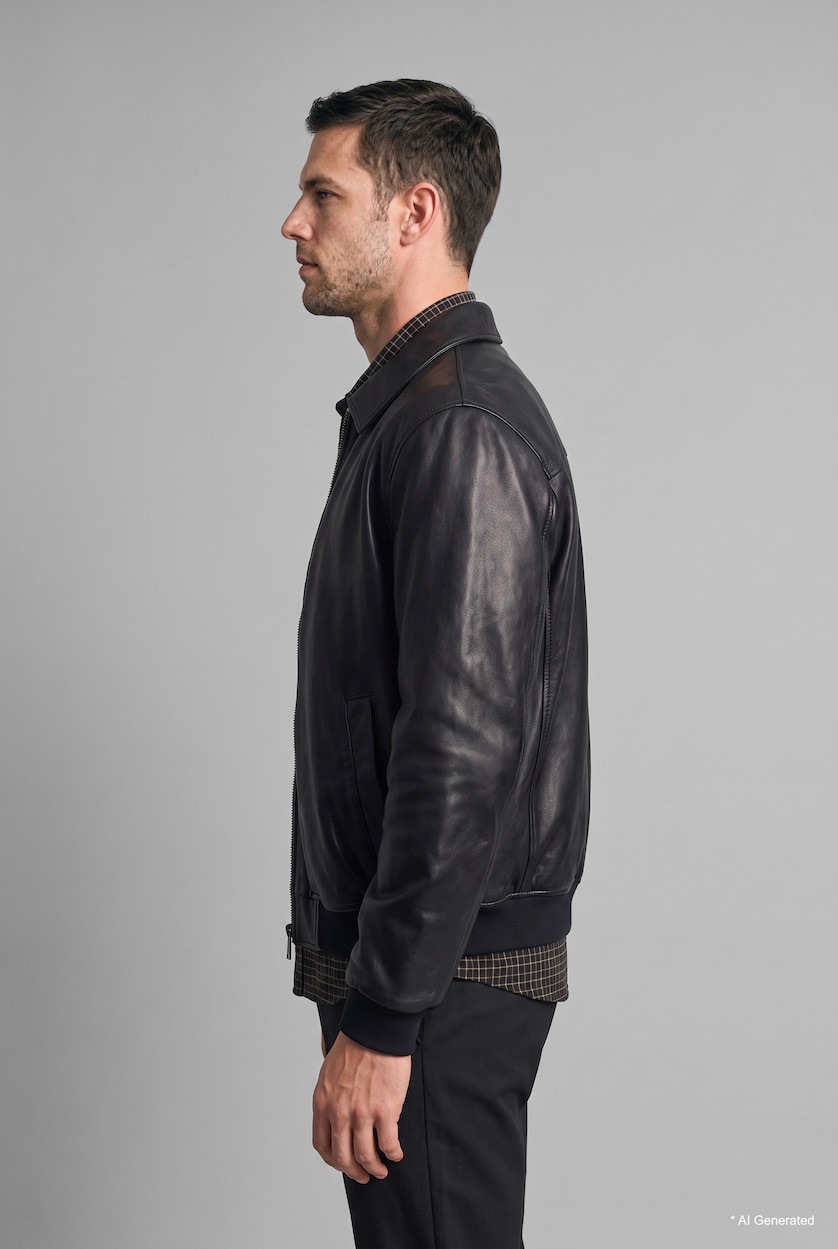 Men Black Zipper Puffer Jacket