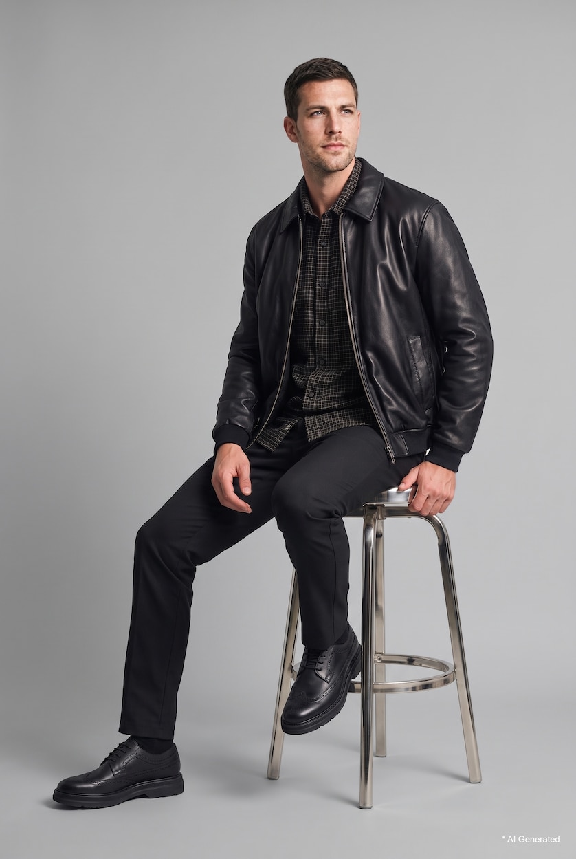 Men Black Zipper Puffer Jacket