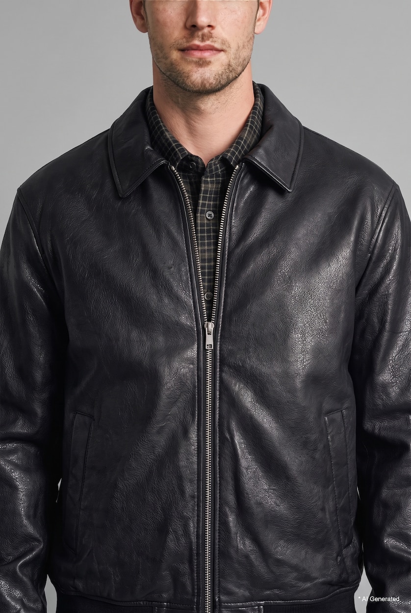 Men Black Zipper Puffer Jacket