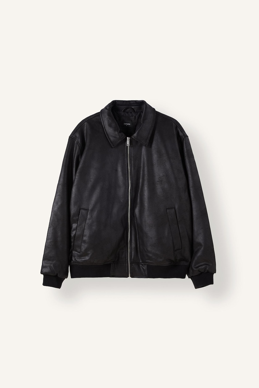 Men Black Zipper Puffer Jacket