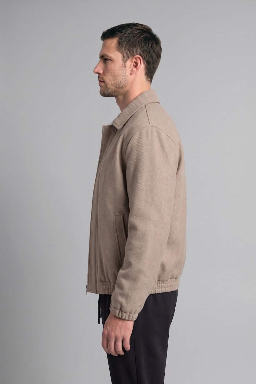 Erkek Taş Regular Fit Gömlek Yaka Mont