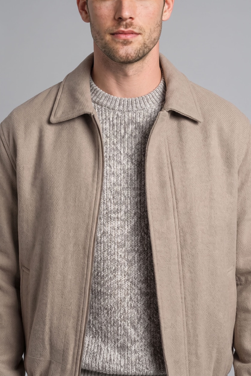 Erkek Taş Regular Fit Gömlek Yaka Mont
